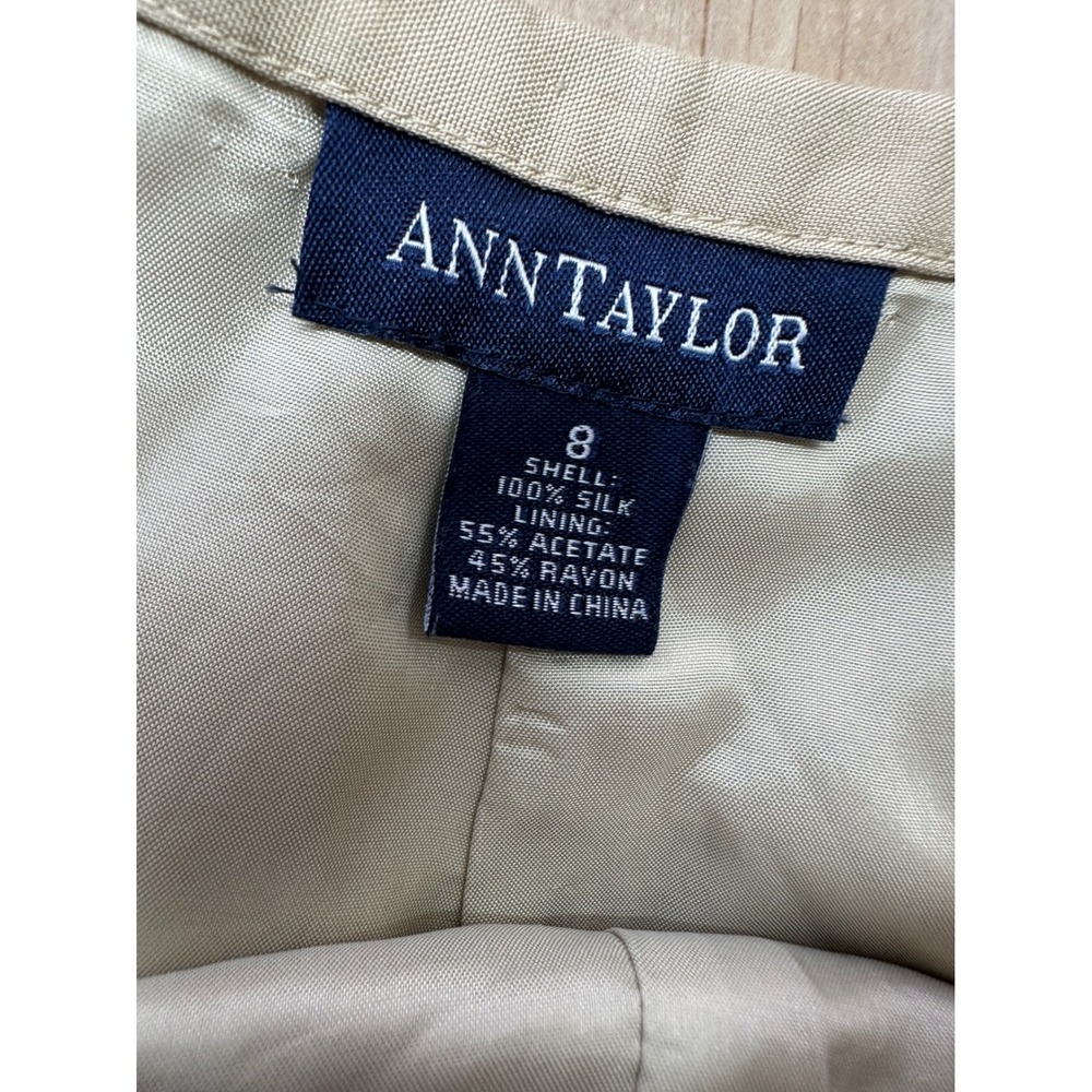 Ann Taylor Womens 8 Tan 100% Silk Cuffed Straight Leg Trousers High Rise Pants - Picture 4 of 7